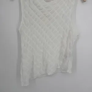 Anthropologie Maeve Asymmetric Textured Tank Small White Sleeveless Mock Neck thumbnail 7