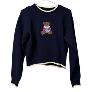 Cider Women Size‎ Medium Embroidered Teddy Bear Sweater Long Sleeve Knit Preppy thumbnail 1