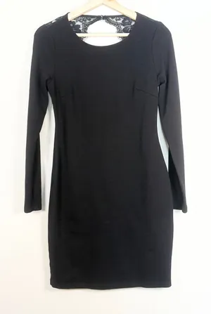 Lulus‎ Black Y2K Lace Open Back whimsigoth Mini Dress Long Sleeve Size M thumbnail 1