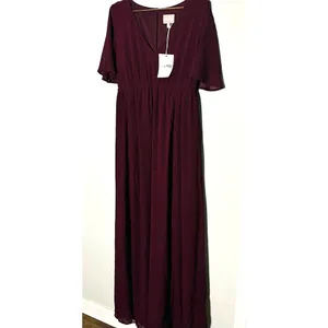 NWT Show Me Your Mumu Emily Empire Merlot Chiffon Maxi Dress Large thumbnail 3
