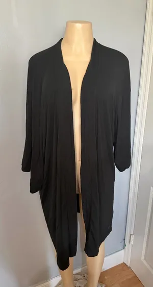 Calvin Klein Black Open-Front Draped Cardigan robe thumbnail 1