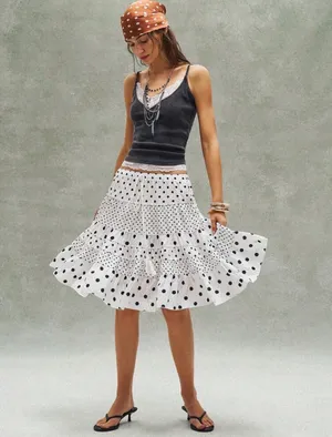 Boutique White and Black Midi Skirt thumbnail 5