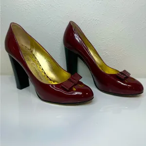 Juicy Couture Dark Red Patent Block Heel Pumps US 6 ~4” Heel thumbnail 3