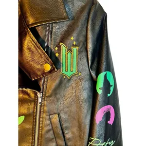 Wicked Glinda Alphaba Faux Leather Moto Jacket Size Small thumbnail 4