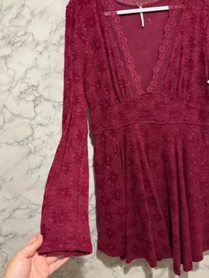 NWT Free People All Yours Mini Dress In Red Plum Size Large thumbnail 6