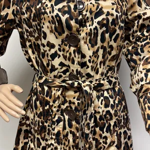 Leopard Animal Print Trench Coat Jacket by Appraisal fully lined, pockets size M Tan Size M thumbnail 5