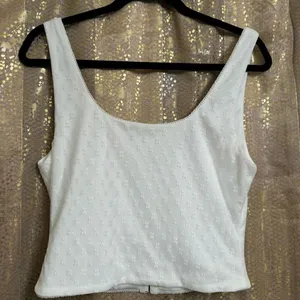 White Fox White Hook Eye Closure Corset Style Crop Top XL thumbnail 2