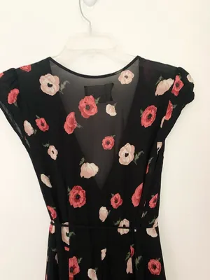 Reformation Carina Wrap Midi Dress Black Floral Viscose V Neck thumbnail 8
