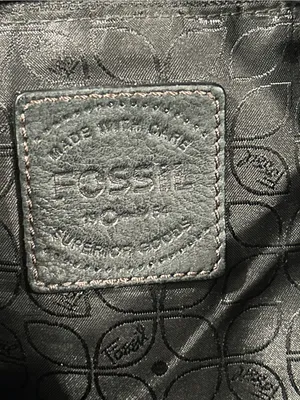 Fossil Dark black Leather Satchel with Brass Zipper Detail thumbnail 7