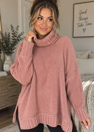 American Eagle Aerie Pink Chenille Turtleneck Sweater Women’s XS/TP thumbnail 1