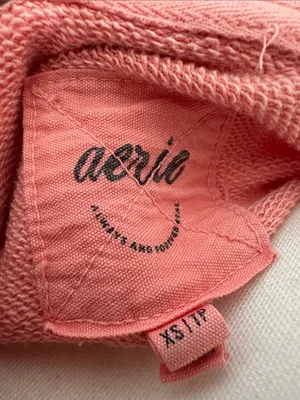 aerie Coral Half-Zip Cropped Sweatshirt thumbnail 2