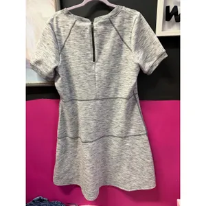Athleta Gray Space Dye Short Sleeve Zip Back A-Line Knit Dress XL thumbnail 2
