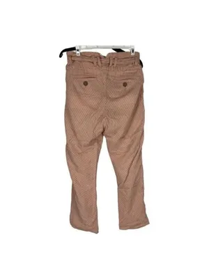 Anthropologie Maeve Paperbag Waist Pants Womens 2 Pink Striped Belted Cotton thumbnail 7