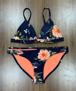 TRIANGL "Delilah" Fiore Nero Floral Neoprene Bikini Set - Excellent Condition thumbnail 1