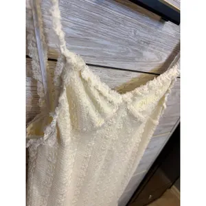 MOD On Trend Lace Ruffle Bottom Dress Ivory White Mini D20959B Womens Large thumbnail 7