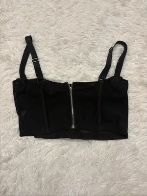 Edikted Black Bustier Crop Top with Straps thumbnail 2