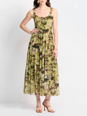 Stitch Fix nine britton Aubriella Olive Floral Tiered maxi size Medium thumbnail 2