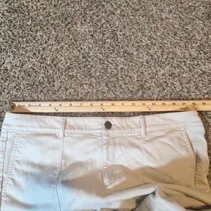 J. Jill‎ Women 14 Off White Straight Leg Pants Ankle Zip Seam Front Cotton Blend thumbnail 4