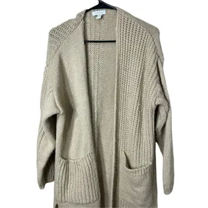 Topshop Womens Chunky Long Cardigan Sweater Tan Beige‎ Oversized 0-2P thumbnail 2