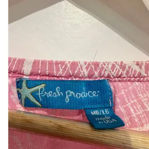 Fresh Produce Pink Seashell Cotton Long Sleeve Top Blouse Made in USA M/L Beach thumbnail 3