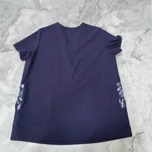 FIGS Technical Collection Blue Feather Fabric Trim Scrub Top‎ Size Medium M thumbnail 2