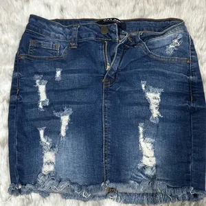 Wax Jean 003# Denim Distressed mini Skirt sz S thumbnail 1