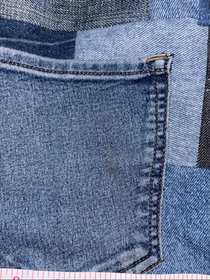 Denim Tote Bag Made Up Of All Different Swatches Of Denim Pocket On The Outside thumbnail 9
