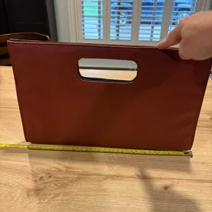 Burgundy‎ Saffiano Textured Oversized Cut Out Handle Clutch Maroon Evening Bag thumbnail 3
