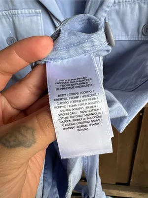 Polo Ralph Lauren Belted Cotton Short Sleeve Utility Safari Blue Shirt thumbnail 5
