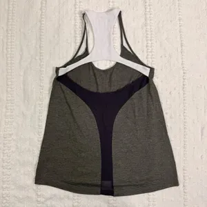 Alo‎ Yoga Womens Layered Racerback Tank Top Gray White Purple Mesh Small RN87370 thumbnail 2