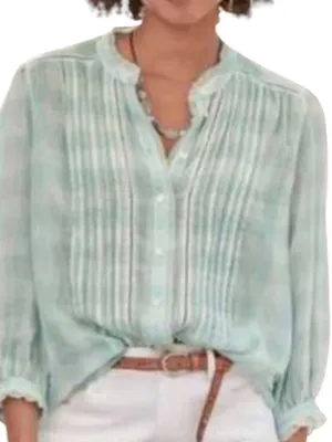 Sundance Cotton Blouse Mint Green & Cream Gingham Cottagecore Shabby Chic XL thumbnail 2