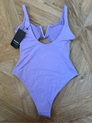 Meyeeka Purple Cutout One Piece Swimsuit Size Medium Neutral Beach Vacation thumbnail 2