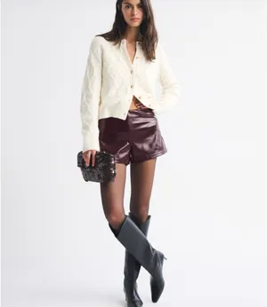 Abercrombie Stretch vegan glossy leather micro short thumbnail 5