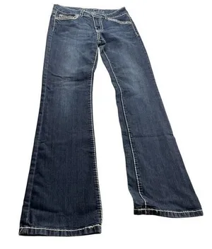 Miss Chic Women's Blue Denim Low-Rise Bootcut Jeans Size 9 thumbnail 1