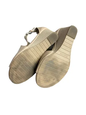 Reaction Kenneth Cole Gracie Nude Tan Peep Toe T Strap Wedge Size 8 Women's thumbnail 7
