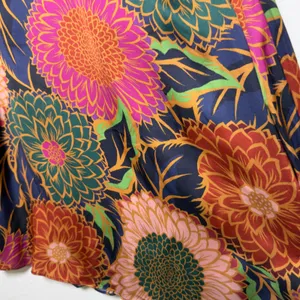 Farm Rio Women Top Small Multicolor Vintage Garden Satin Mock‎ Neck Puff Sleeve thumbnail 5