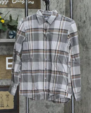 NWT Lands' End Boyfriend Fit Long Sleeve Shirt 519651 XS Steel Multi Plaid thumbnail 1