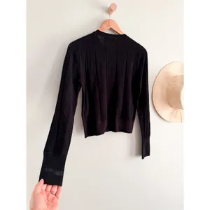 Madewell | NWT Signature Knit Pointelle Cardigan Black Cropped Sweater | Sz L thumbnail 10