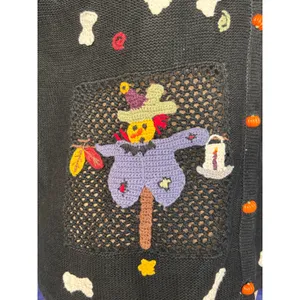 Vintage Karen Scott Halloween Sweater Vest Hand Embroidered Ghost Pumpkin Witch thumbnail 12