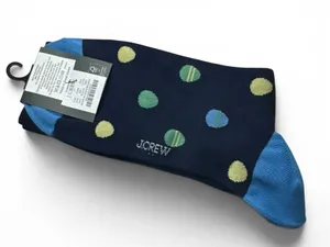 J. Crew Navy Dress Socks with Multicolor Polka Egg Dots Graphic Socks thumbnail 3
