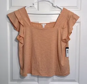 Tribal Jeans women’s top mango and white striped - Size XL NWT thumbnail 1