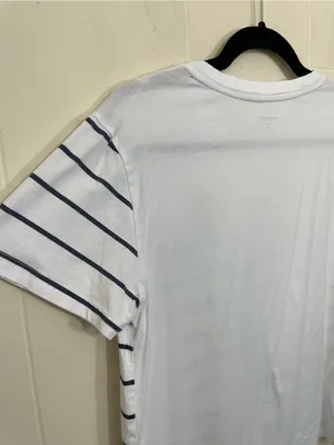 Life Is Good Sleep Tee Shirt Size M White Blue Stripe Short Sleeve Cotton Rayon thumbnail 5