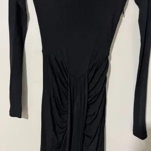 STAUD Gres Draped Midi Dress Size XS Black Long Sleeve thumbnail 4