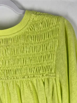 Hudson Gray Lime Linen Blend Smocked Flutter‎ Sleeve Top Size M NWT thumbnail 11