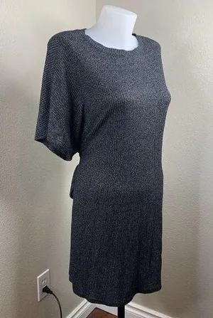Urban Outfitters Gray Short Sleeve Stretchy Tie Back Or Front Dress Sz M thumbnail 1