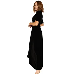 Baltic Born NWOT Katelyn Velvet Maxi‎ Dress Black Wrap Flutter Sleeve Gown XS thumbnail 4