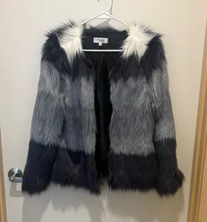 Faux fur black and gray coat Size M thumbnail 1