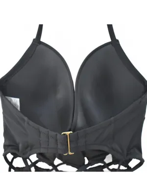 Shade & Shore Black Halter Cut-Out One Piece Wire Swimsuit Size 34DD thumbnail 6