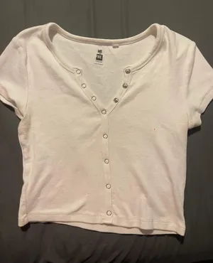 PacSun Button Down Short Sleeve Crop Top thumbnail 1