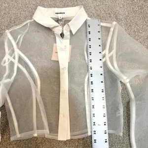 Superdown S Helena sheer button front crop top blouse TLS1 3658 thumbnail 5